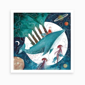 Fox And Whale 4 Art Print