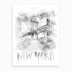 Watercolor Art Nyc Manhattan Bridge Art Print