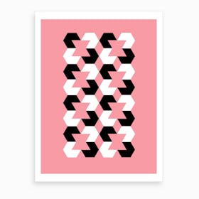 Hexagon Op Art Pink Art Print