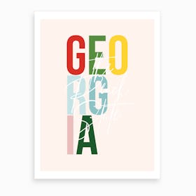 Georgia The Peach State Color Art Print