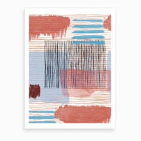 Abstract Striped Geo Red Art Print