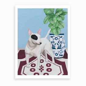 English Bull Terrier With Plant Art Print