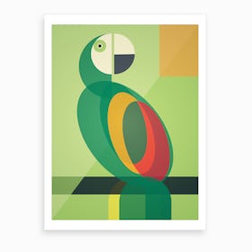 Mid Century Geometric Parrot Art Print