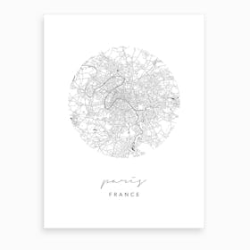 Paris France Circle Map Art Print