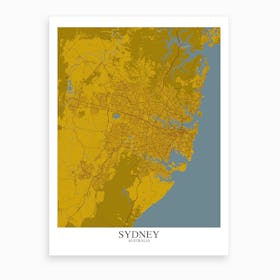 Sydney Yellow Blue Map Art Print