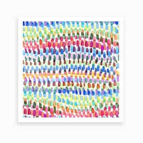 Artsy Strokes Stripes Colorful Square Art Print
