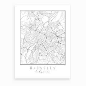 Brussels Belgium Street Map Art Print
