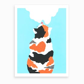 Portrait Of Cat And Milk Art Print