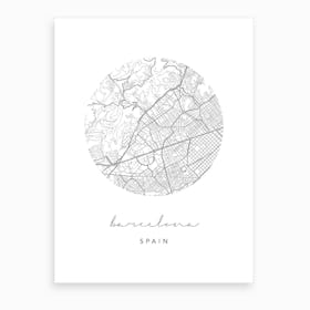 Barcelona Spain Circle Map Art Print