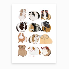 Guinea Pig With Glasses Art Print