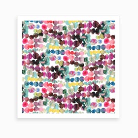 Ink Bleeding Dots Pink Square Art Print
