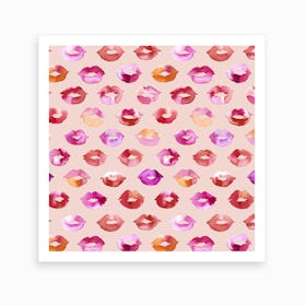 Sweet Kisses Pink Lips Square Art Print