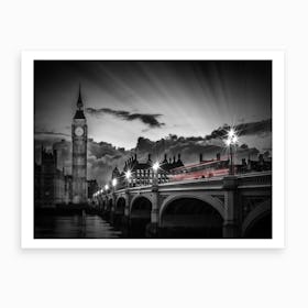 London Westminster Bridge At Sunset Art Print
