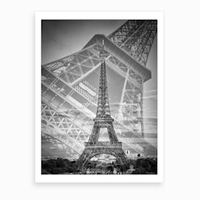 Eiffel Tower Double Exposure Art Print