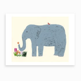 Elephant And Flowers Art Print