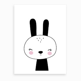 Scandi Black Bunny Art Print