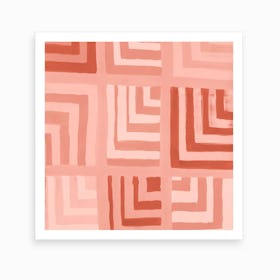 Painted Color Block Squares In Pink Art Print