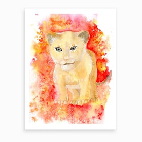 Lion Cub Splash Art Print