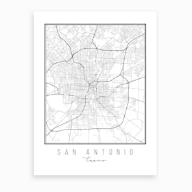 San Antonio Texas Street Map Art Print