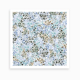 Speckled Watercolor Blue Square Art Print