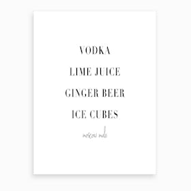 Moscow Mule Cocktail Recipe Art Print