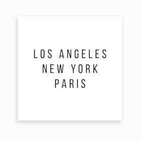 Los Angeles New York Paris Art Print