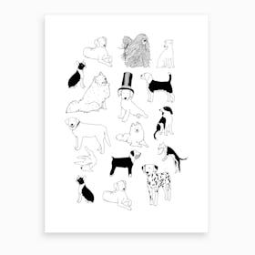 Black And White Dogs Art Print