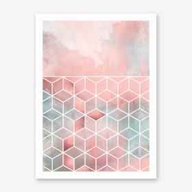 Rose Clouds And Cubes Art Print