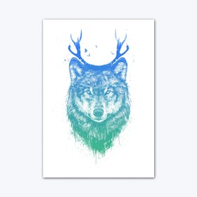 Deer Wolf Art Print