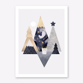 Christmas Mountains Art Print