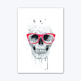 Skull With Red Glasses Art Print