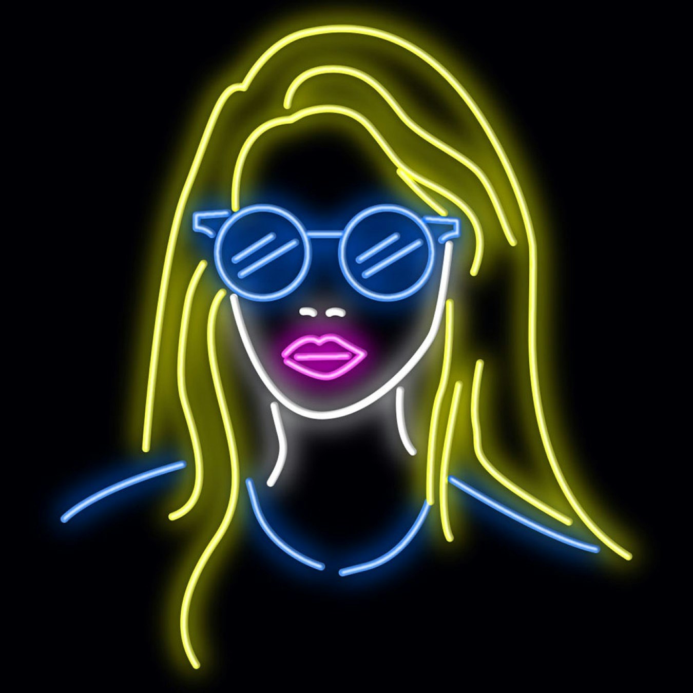 Rectangular LED Neon Sign - Girl With Blonde Hair by madaboutneon - Fy