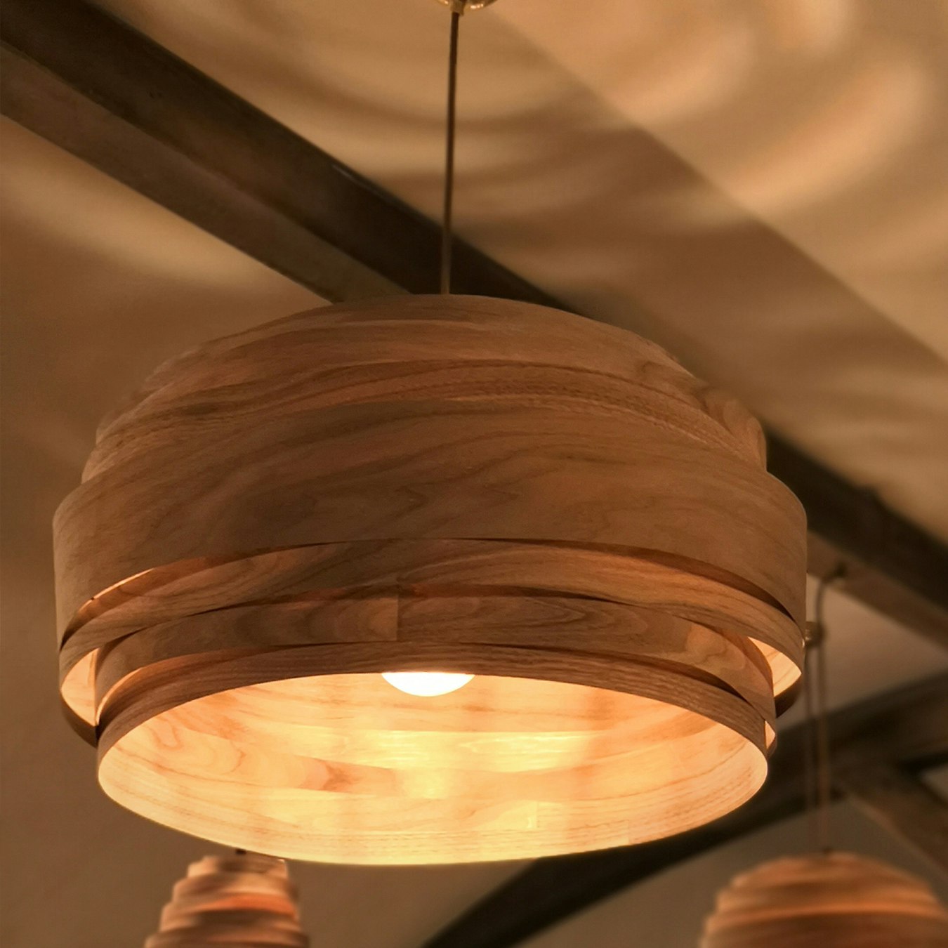 Light Cloud Lampshade in Walnut Veneer (White Cable) by Studio Vayehi - Fy