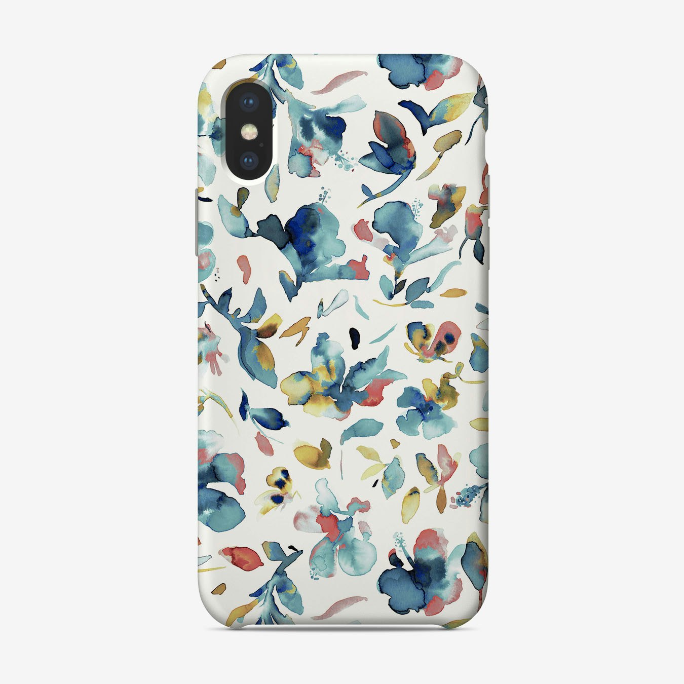 Watery Hibiscus Blue Gold Phone Case by Ninola Design - Fy