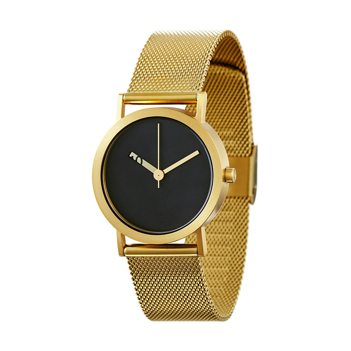 IP Gold Stainless Steel Extra Normal Watch w/ Black Face and Gold ...