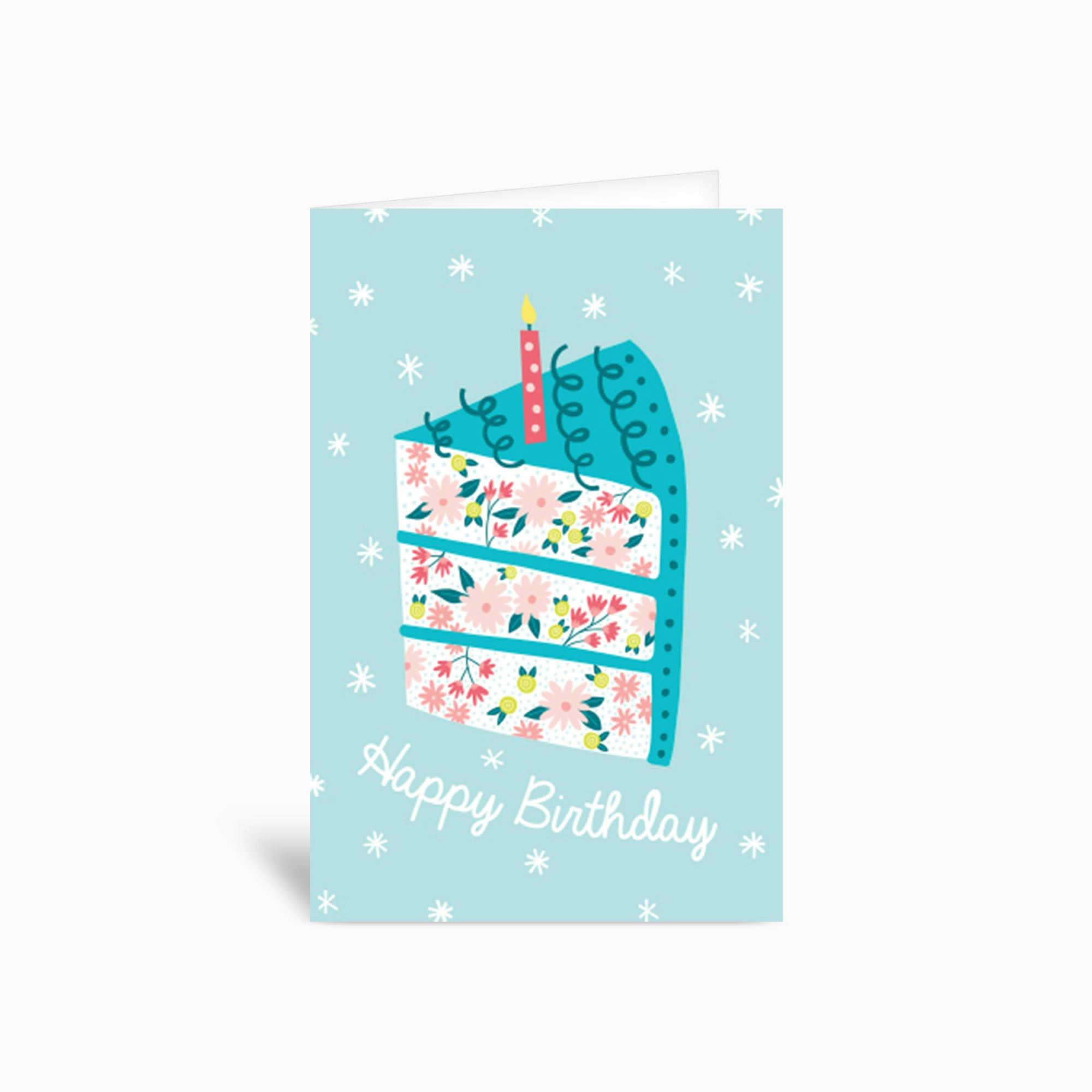 Floral Birthday Cake Greetings Card by Jennifer Duran - Fy