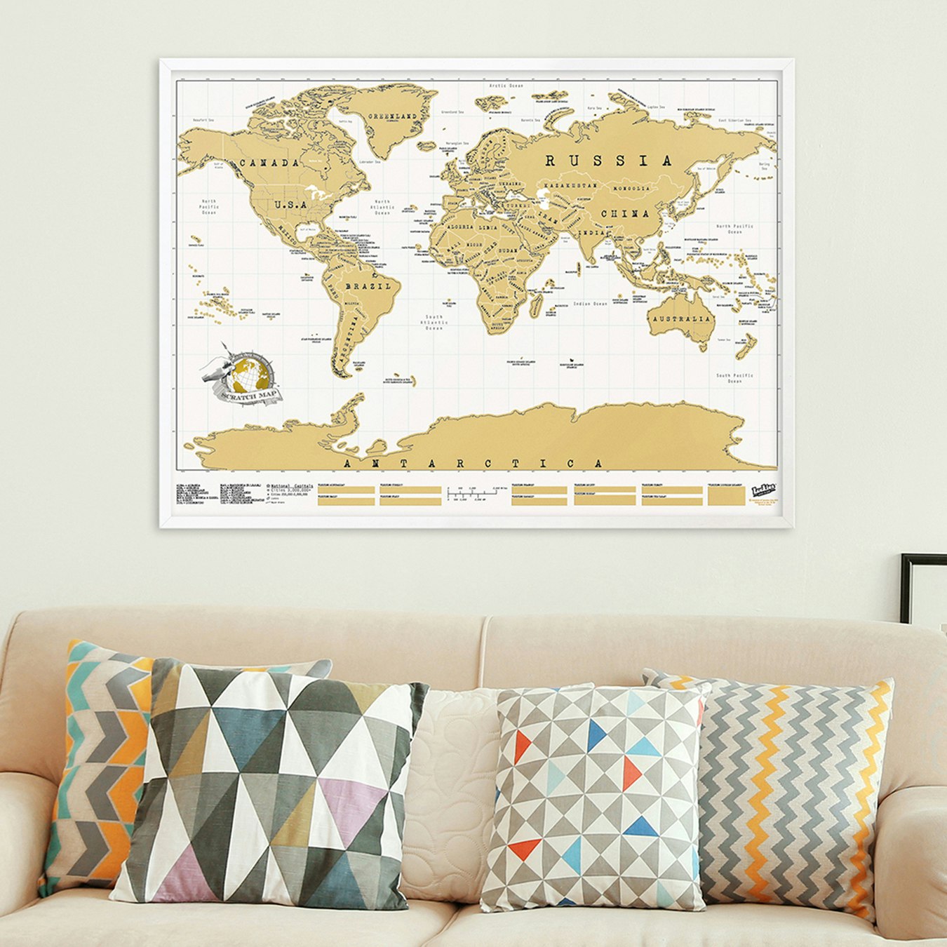 Scratch Map Framed Scratch Map Original Personalised World Map Framed by SUCK UK Fy