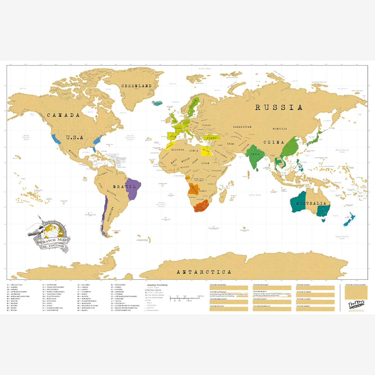 Scratch Map Of World - United States Map