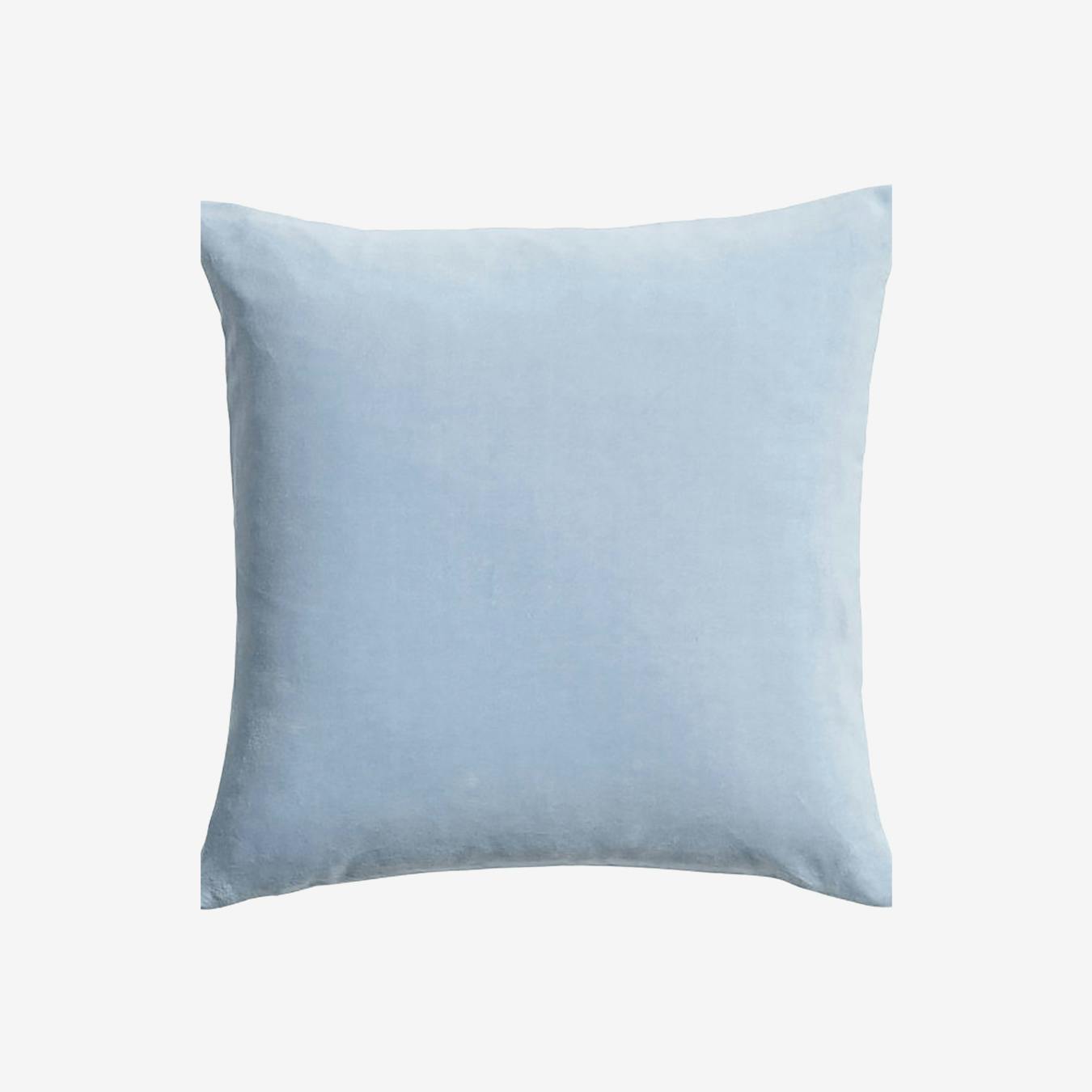 Pastel Blue Velvet Cushion, Feather by Blue throw pillows Blue cushion Pastel