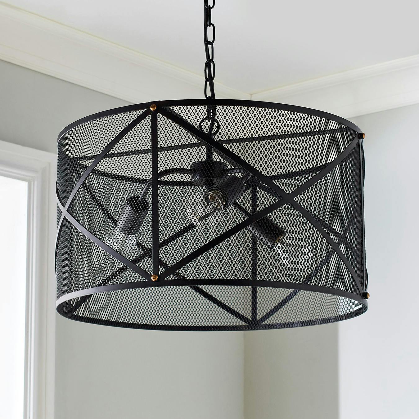 Industrial Mesh Cage Black Ceiling Wilko | Cage pendant light, Pendant