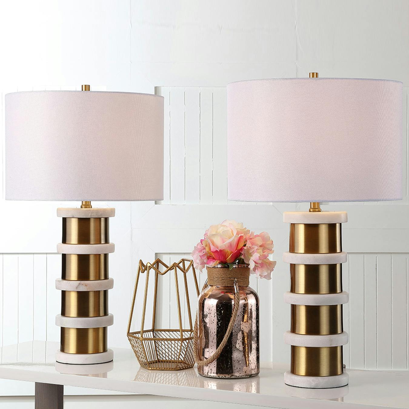 Marble Table Lamp Marble & Brass Gold Metal And White Marble Table Lamp