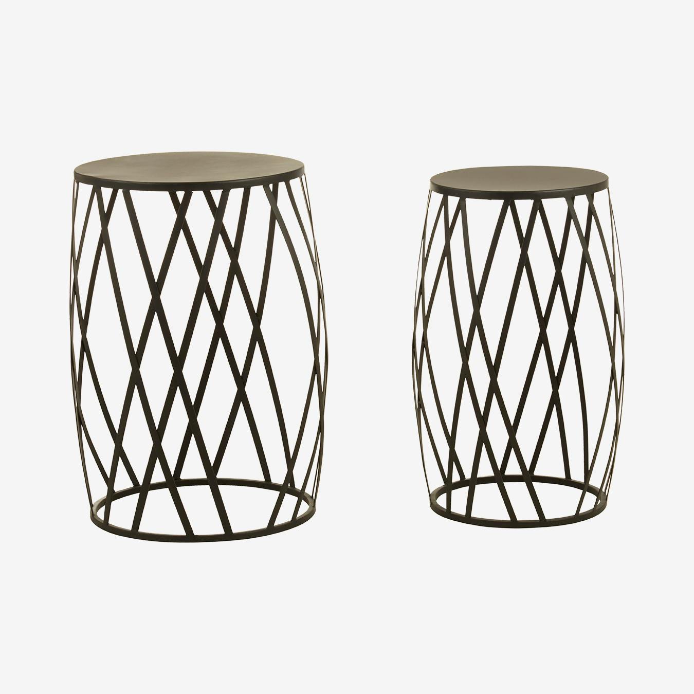 Avantis Round Side Table Black Iron Avantis Set of 2 Tall Side Tables