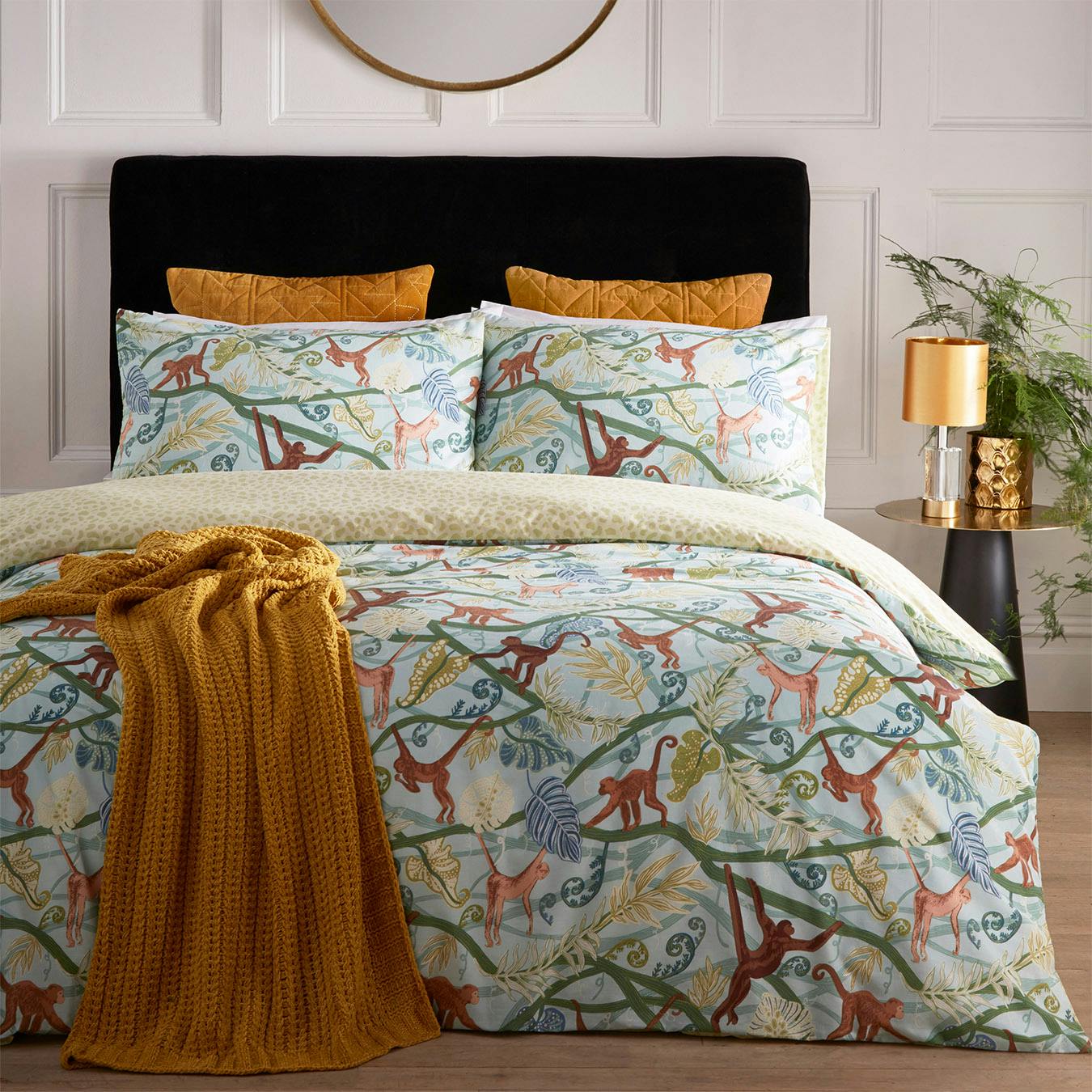 Monkey Forest Duvet Set Green by Riva Monkey Canopy Pillow Cover | Nina