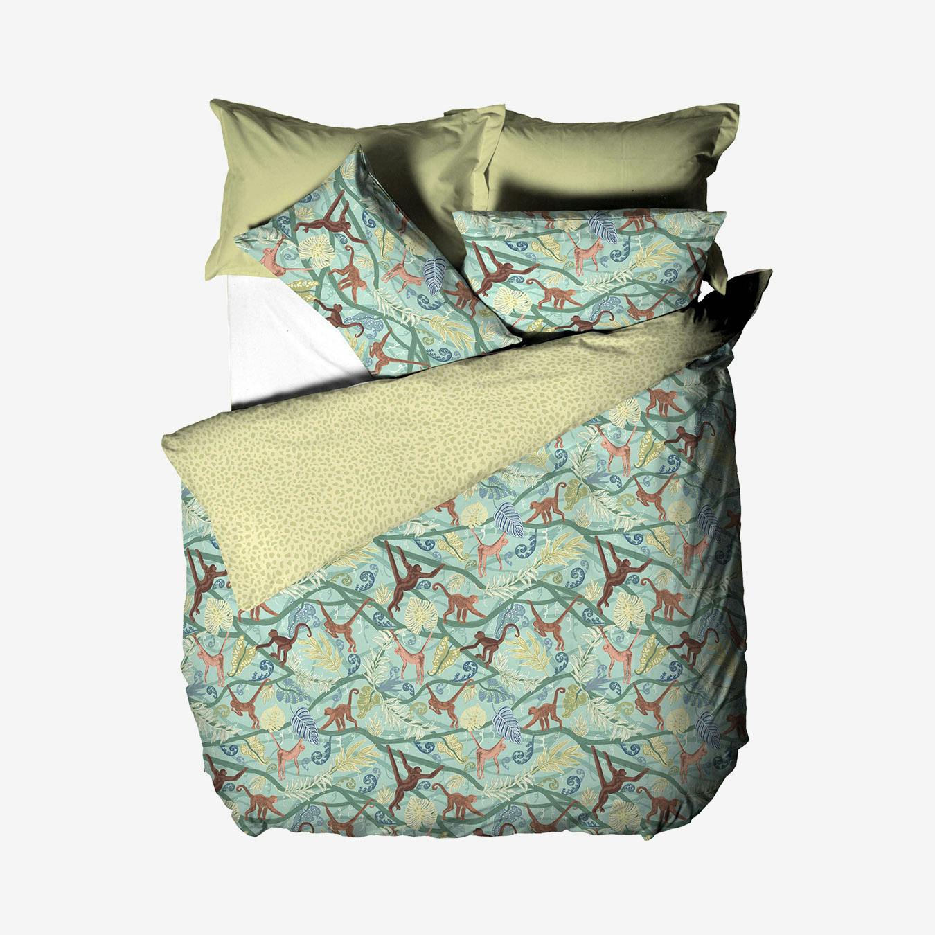 Monkey Forest Duvet Set Green by Riva Monkey Canopy Pillow Cover | Nina