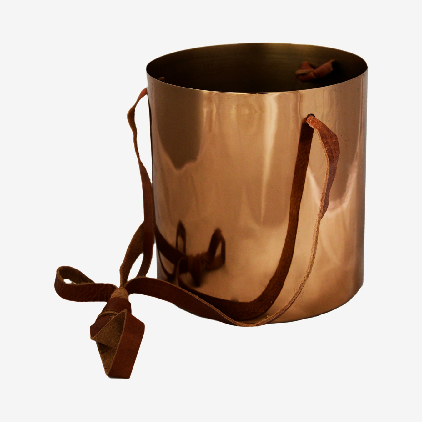 Hanging Planter with Leather Strap - Copper by Ivyline - Fy