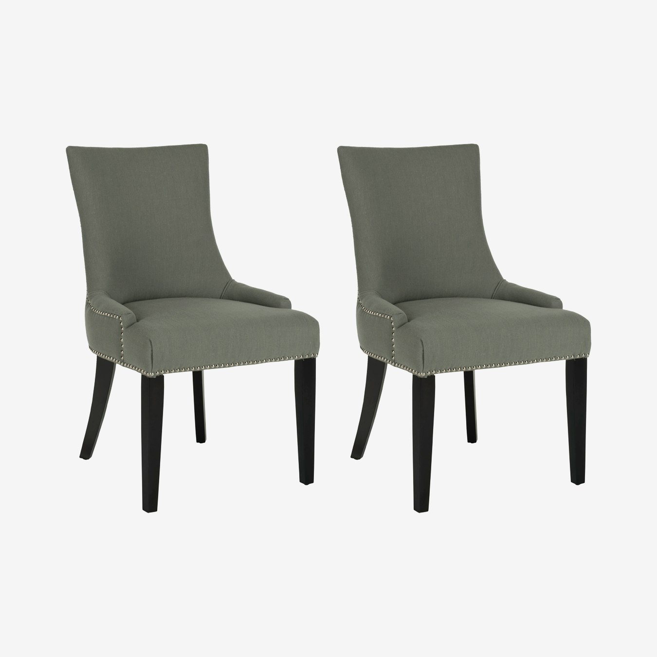 Lester Nailhead Dining Chairs Granite / Espresso Set of 2 by