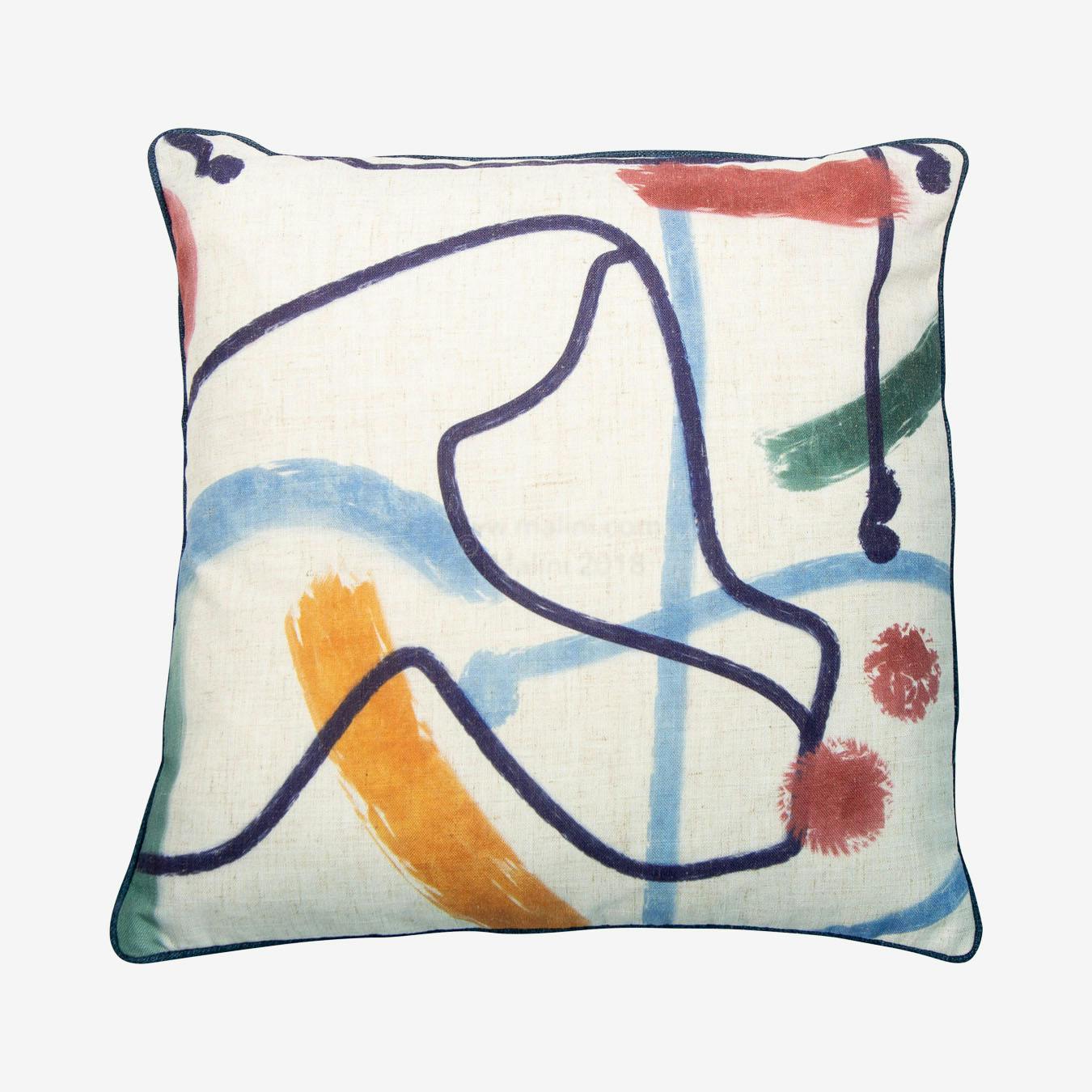 Scribble Cushion Multicoloured by Faux Gold Scribble Accent Pillow