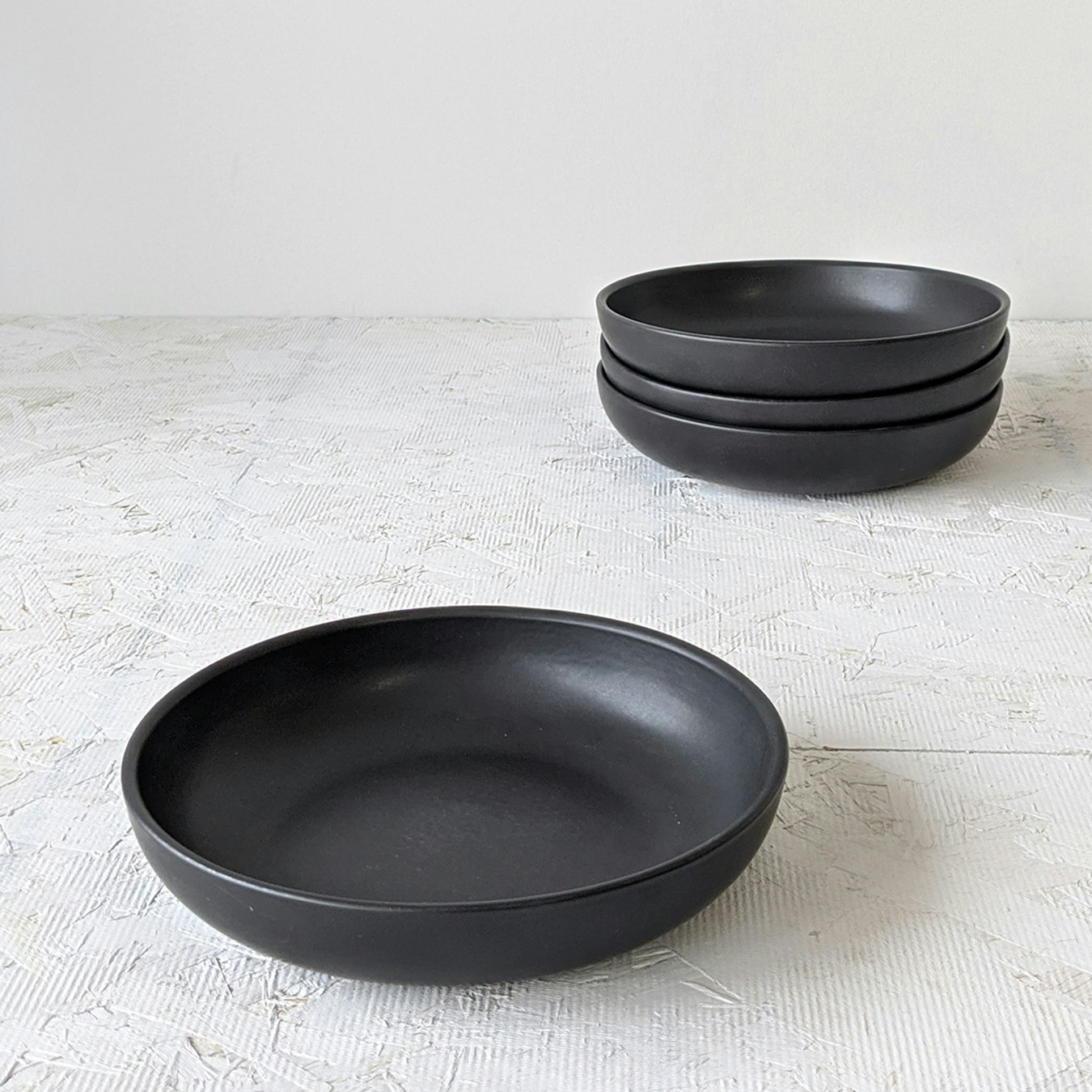 Youlha Pasta Plate   Bowl - Matte Black - Set Of 4 By Gharyan - Fy