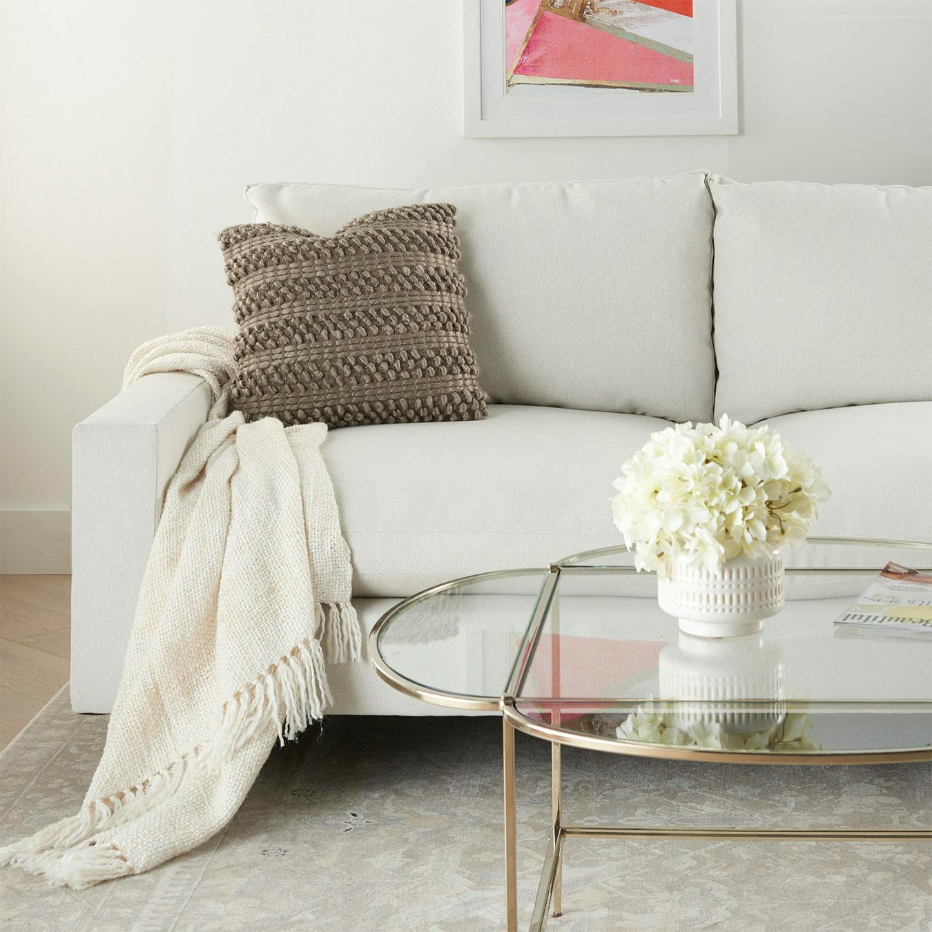 Mina Victory Lifestyles Woven Stripes This pillow is woven with silver