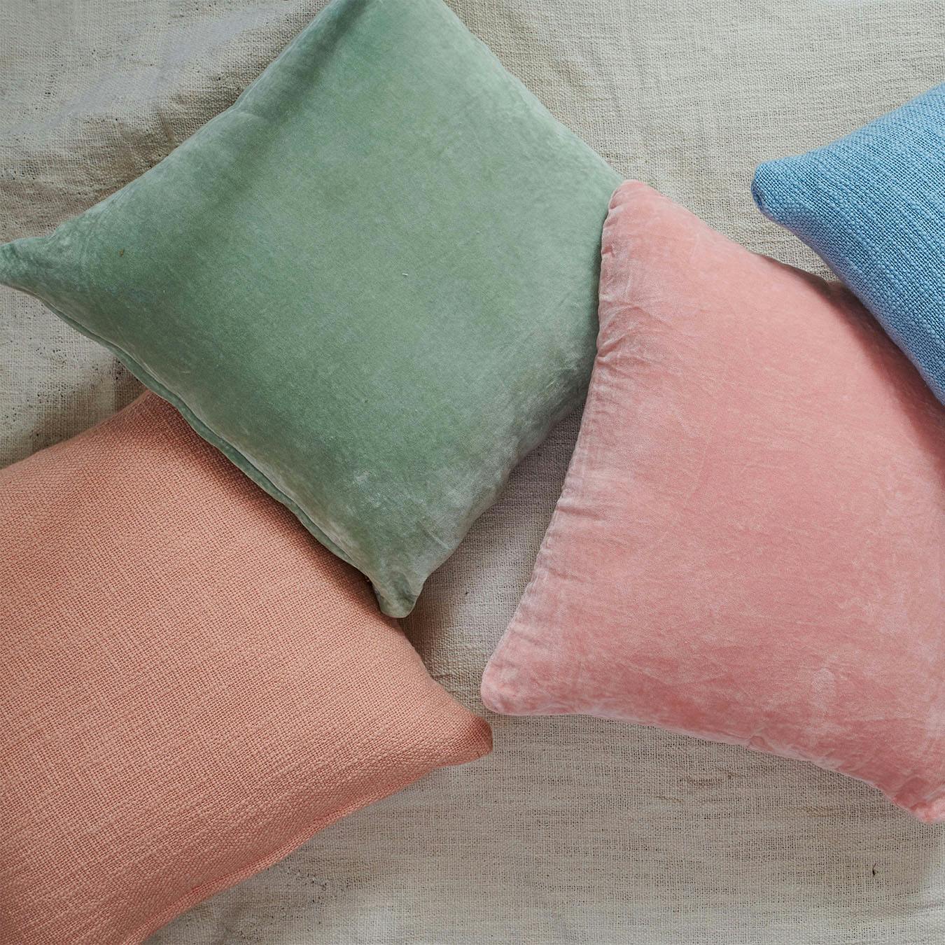 Lush Velvet Throw Pillow Cover Mint Throw Pillow Cover Pink Rose Gold